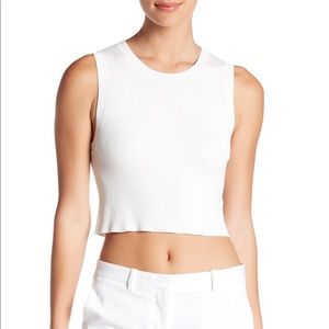 Theory Ribbed White Crop Top